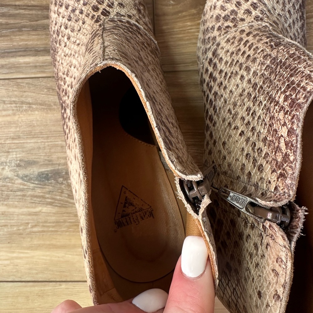 John Fluevog Brown Ankle Boots with Woven Leather Design - Picture 7 of 11